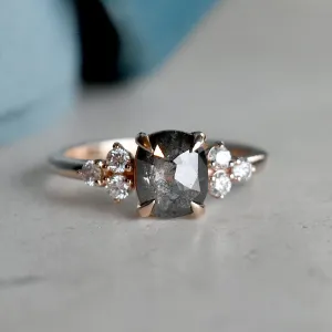 14k Gold .95ct Oval Rose Cut Salt & Pepper Diamond Ring