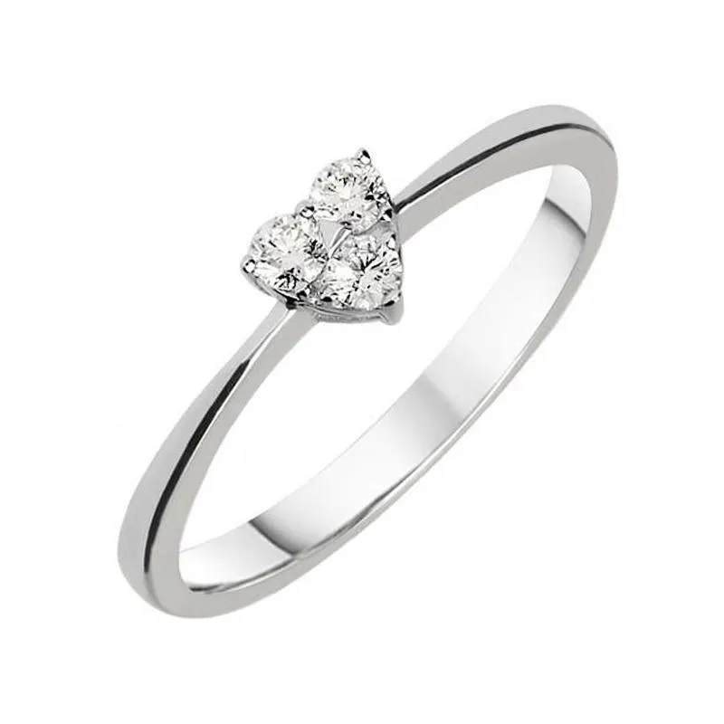 18ct White Gold 0.14ct Diamond Three Stone Heart Ring