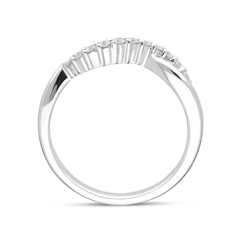 18ct White Gold 0.21ct Diamond Eleven Stone Pave Wave Ring