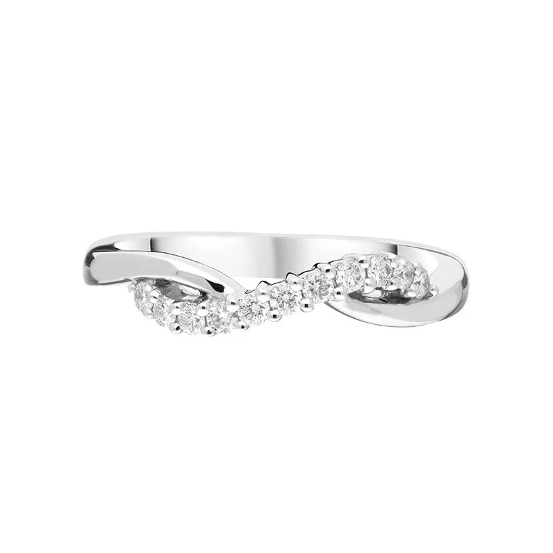 18ct White Gold 0.21ct Diamond Eleven Stone Pave Wave Ring