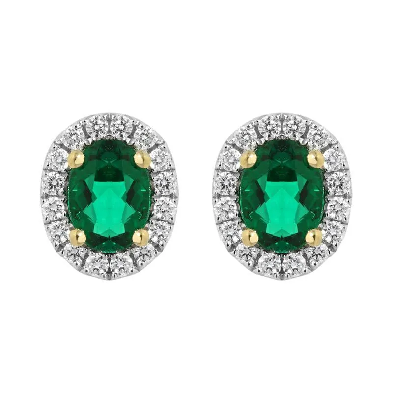 18ct White Gold 0.26ct Emerald Diamond Oval Stud Earrings D