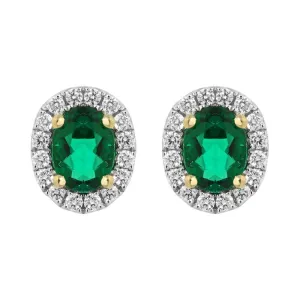 18ct White Gold 0.26ct Emerald Diamond Oval Stud Earrings D