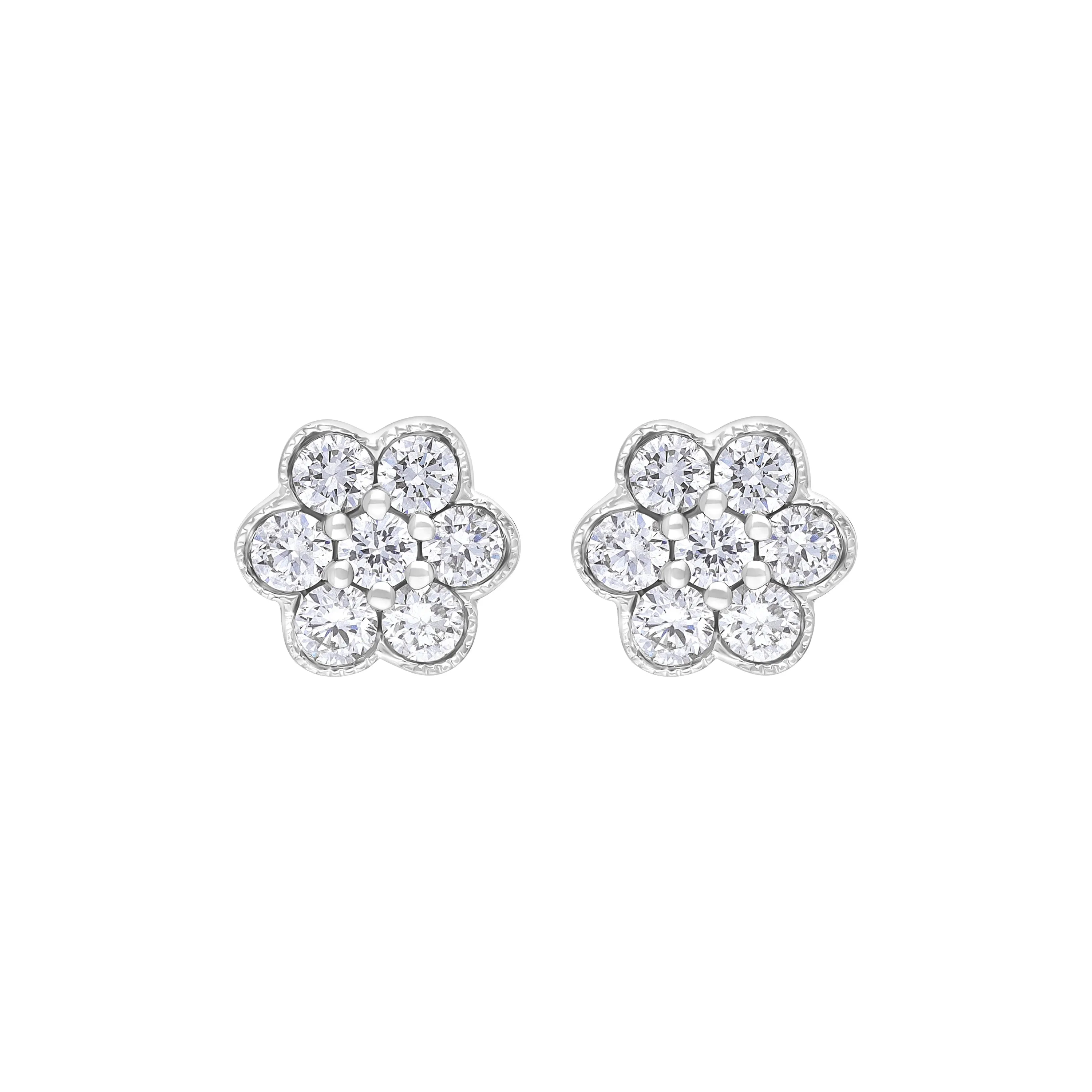 18ct White Gold 0.27ct Diamond Flower Cluster Stud Earrings