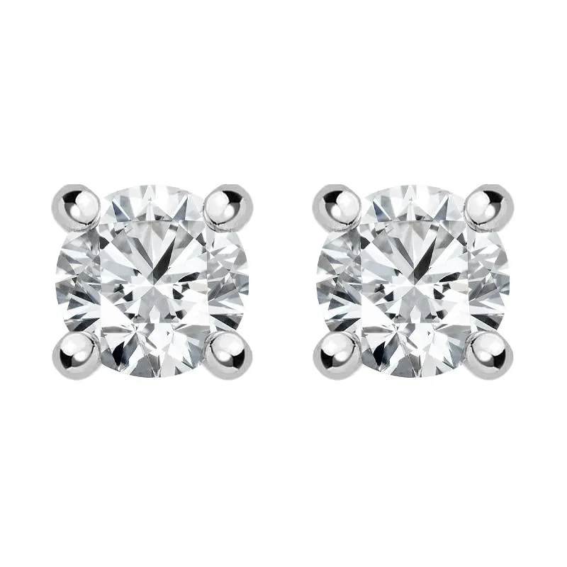 18ct White Gold 0.30ct Diamond Solitaire Brilliant Cut Stud Earrings