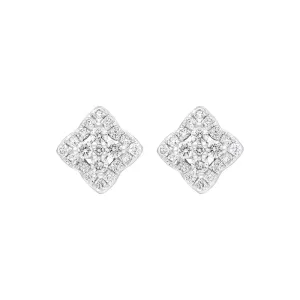 18ct White Gold 0.33ct Diamond Square Cluster Stud Earrings