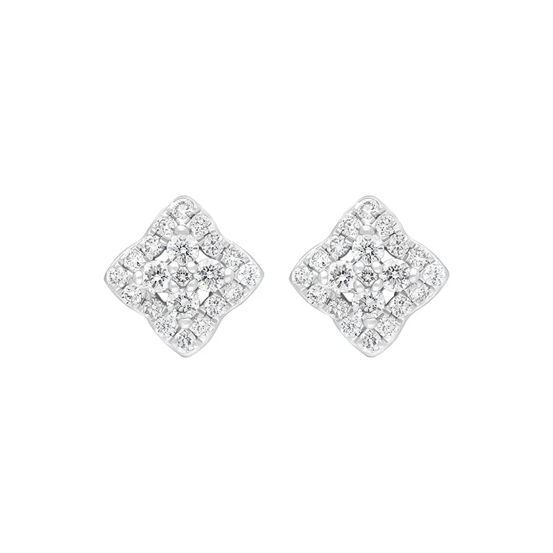 18ct White Gold 0.33ct Diamond Square Cluster Stud Earrings