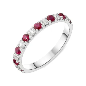 18ct White Gold 0.37ct Ruby Diamond Half Eternity Ring