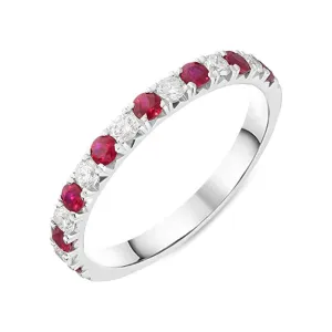 18ct White Gold 0.37ct Ruby Diamond Half Eternity Ring