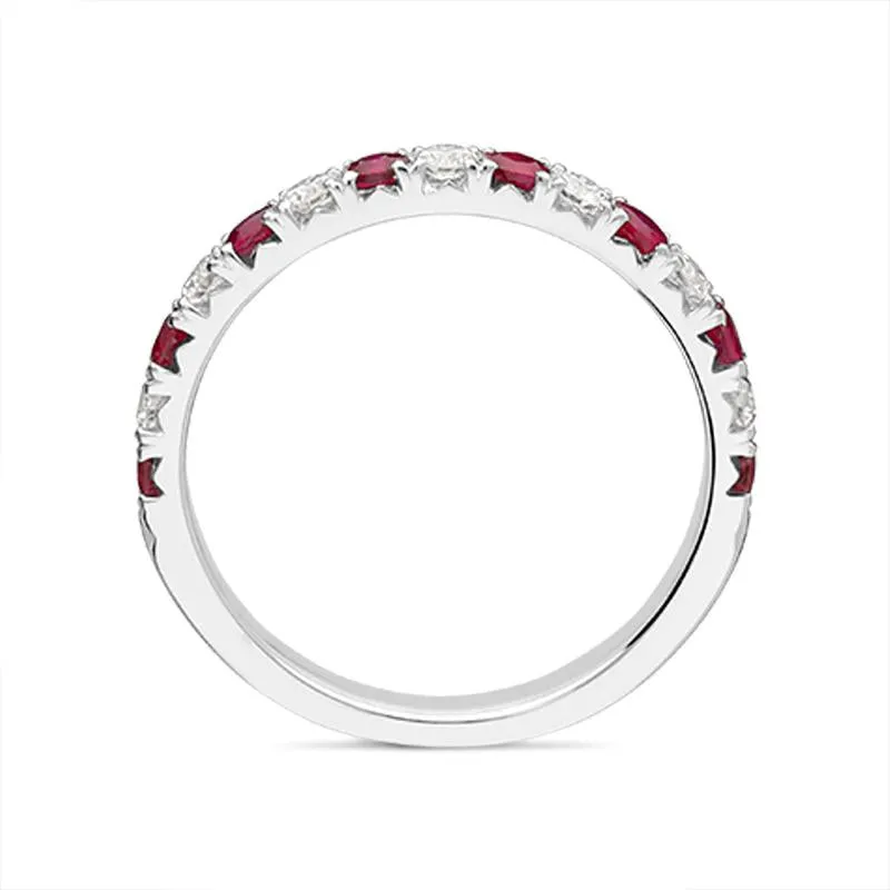 18ct White Gold 0.37ct Ruby Diamond Half Eternity Ring