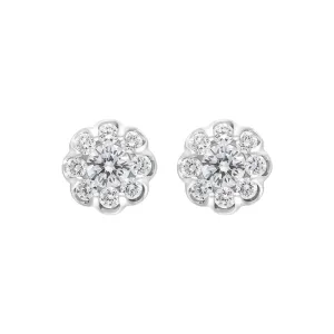 18ct White Gold 0.39ct Diamond Cluster Scallop Edge Stud Earrings