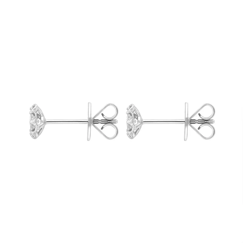 18ct White Gold 0.39ct Diamond Cluster Scallop Edge Stud Earrings