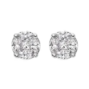 18ct White Gold 0.44ct Diamond Cluster Stud Earrings