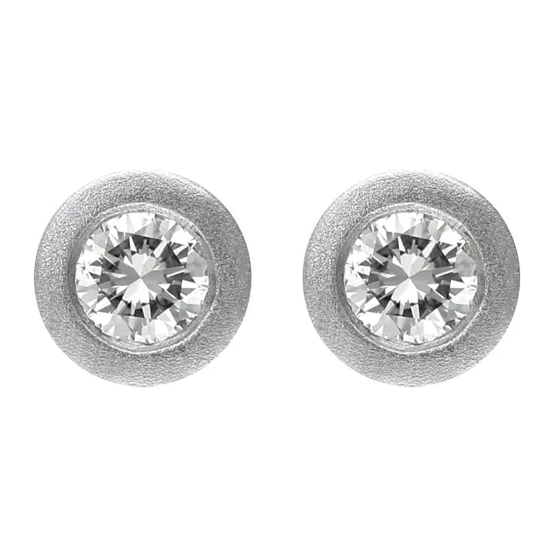 18ct White Gold 0.44ct Diamond Solitaire Satin Stud Earrings