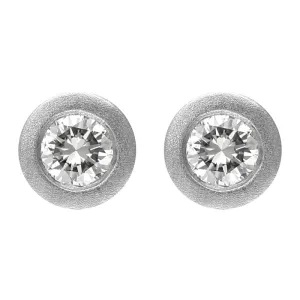 18ct White Gold 0.44ct Diamond Solitaire Satin Stud Earrings