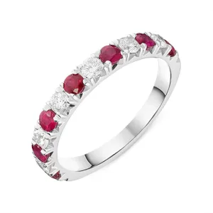 18ct White Gold 0.52ct Ruby Diamond Half Eternity Ring
