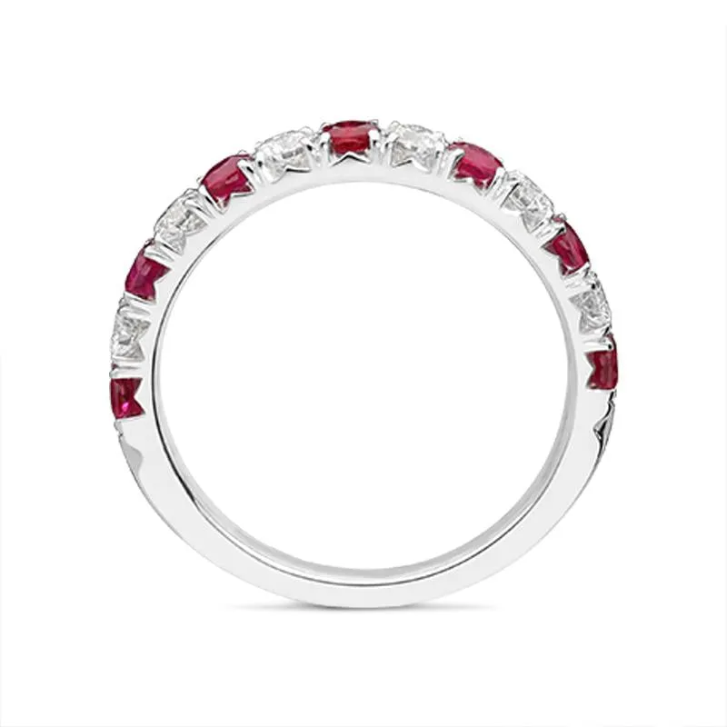 18ct White Gold 0.52ct Ruby Diamond Half Eternity Ring