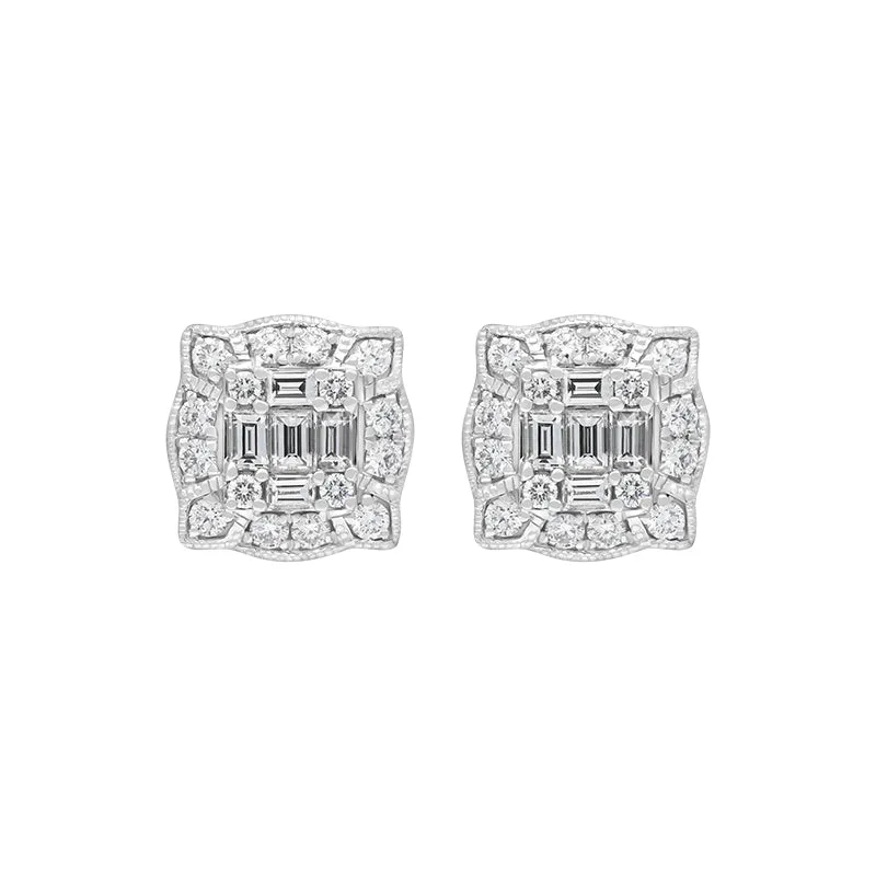 18ct White Gold 0.58ct Diamond Cluster Stud Earrings