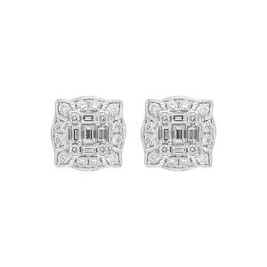 18ct White Gold 0.58ct Diamond Cluster Stud Earrings