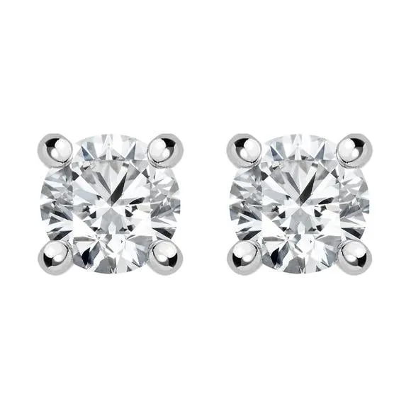 18ct White Gold 0.61ct Diamond Solitaire Stud Earrings