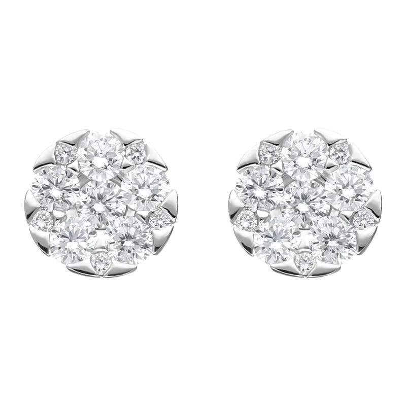 18ct White Gold 0.67ct Diamond Triangle Edge Stud Earrings