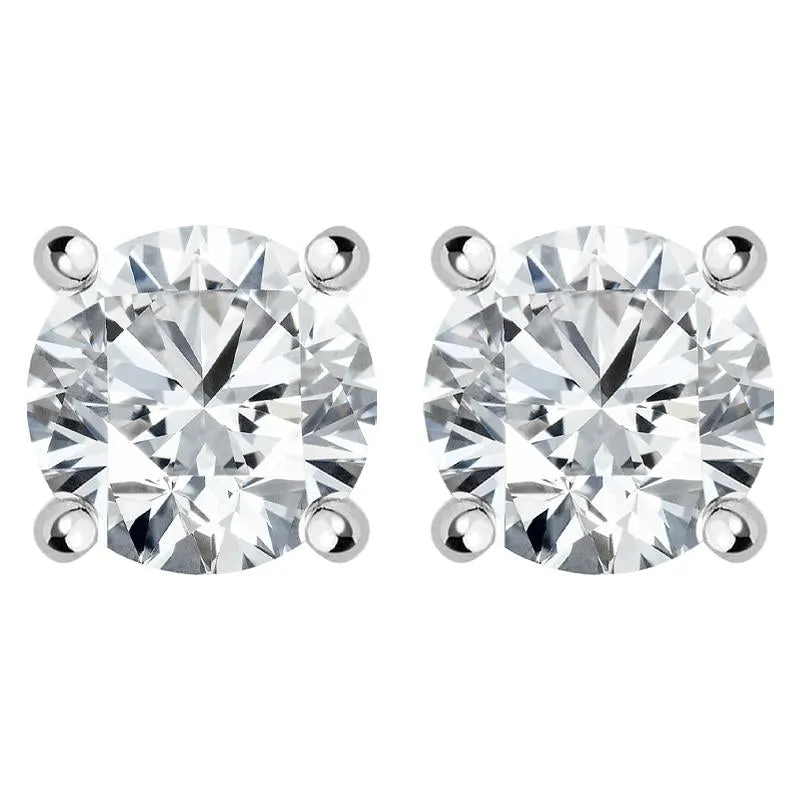 18ct White Gold 0.70ct Diamond Solitaire Brilliant Cut Stud Earrings