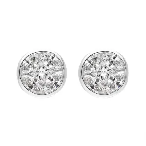 18ct White Gold Diamond Princess and Marquise Cut Cluster Stud Earrings