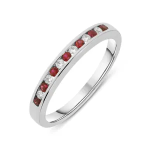 18ct White Gold Ruby and Diamond Half Eternity Ring