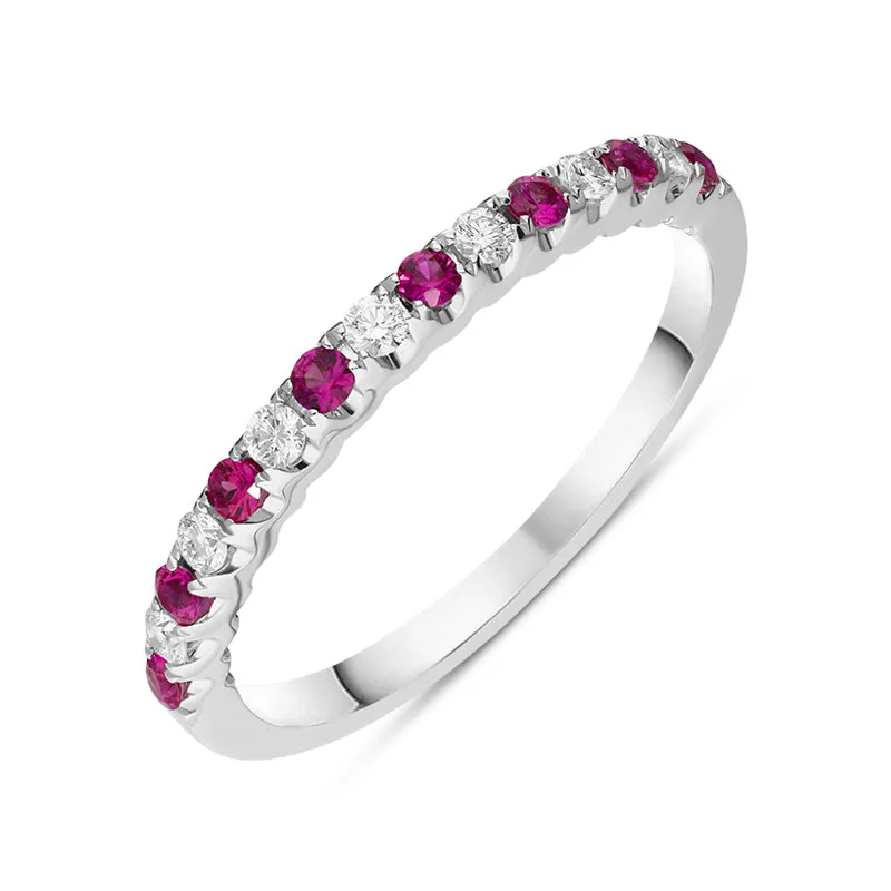 18ct White Gold Ruby Diamond Half Eternity Ring