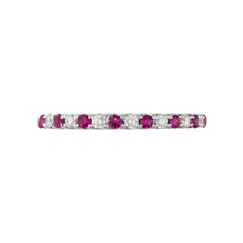 18ct White Gold Ruby Diamond Half Eternity Ring