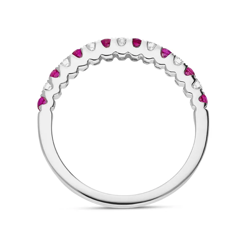18ct White Gold Ruby Diamond Half Eternity Ring