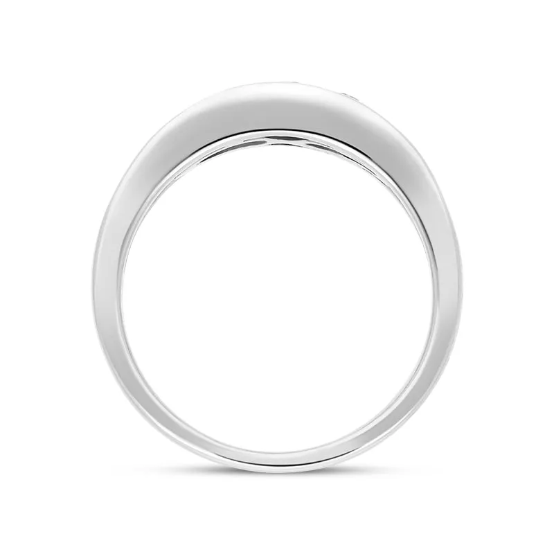 18ct White Gold Sapphire Diamond Eleven Stone Graduating Half Eternity Ring