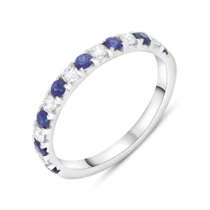 18ct White Gold Sapphire Diamond Half Eternity Ring