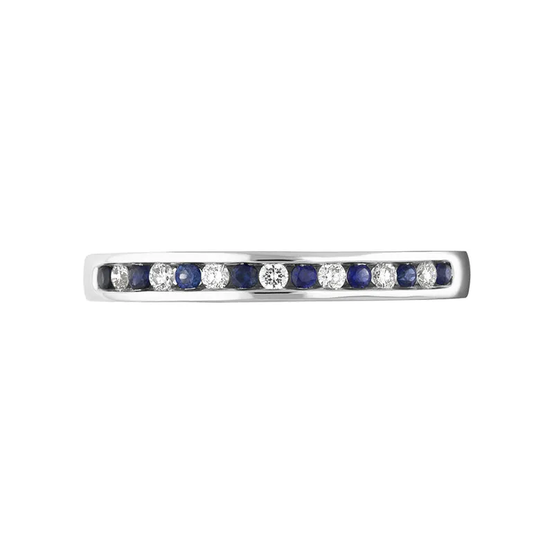 18ct White Gold Sapphire Diamond Half Eternity Ring