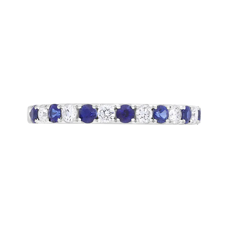 18ct White Gold Sapphire Diamond Half Eternity Ring