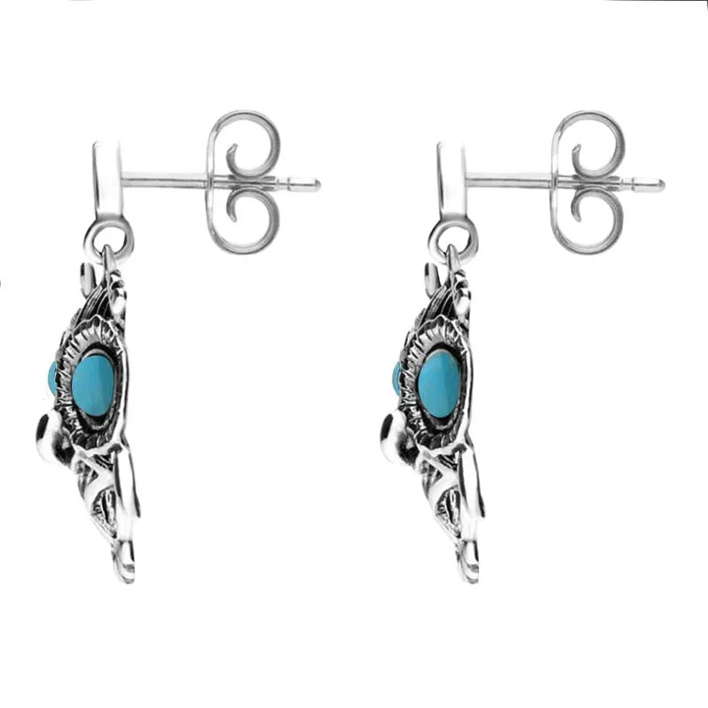 18ct White Gold Turquoise Owl Stud Earrings