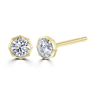18ct Yellow Gold 0.30ct Diamond Solitaire Octagonal Stud Earrings