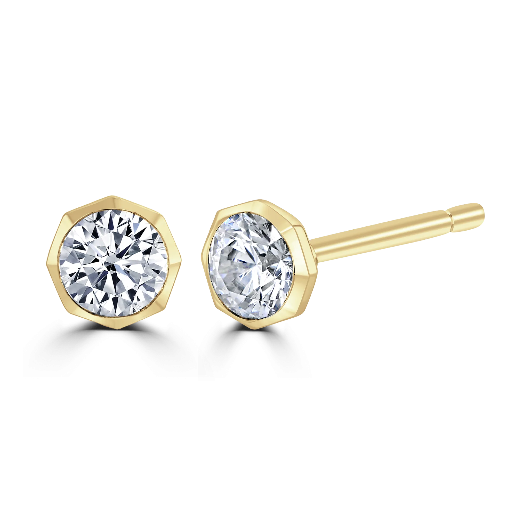 18ct Yellow Gold 0.30ct Diamond Solitaire Octagonal Stud Earrings