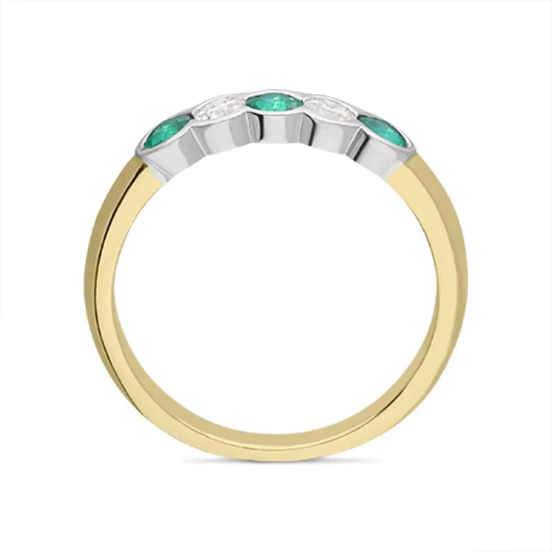 18ct Yellow Gold 0.30ct Emerald Diamond Half Eternity Ring