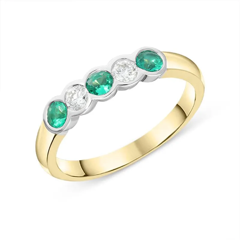 18ct Yellow Gold 0.30ct Emerald Diamond Half Eternity Ring
