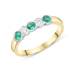18ct Yellow Gold 0.30ct Emerald Diamond Half Eternity Ring