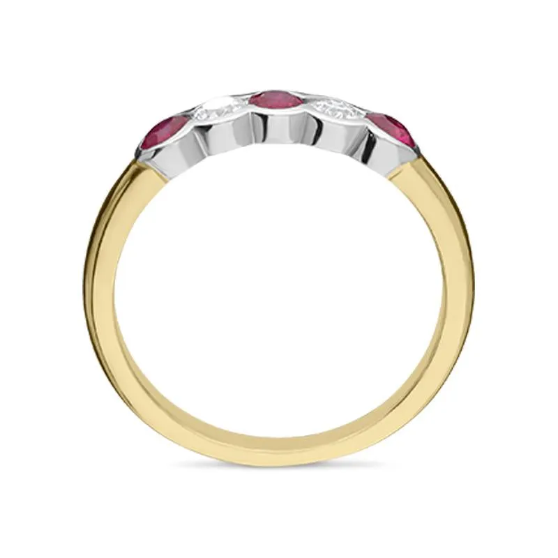 18ct Yellow Gold 0.40ct Ruby Diamond Half Eternity Ring