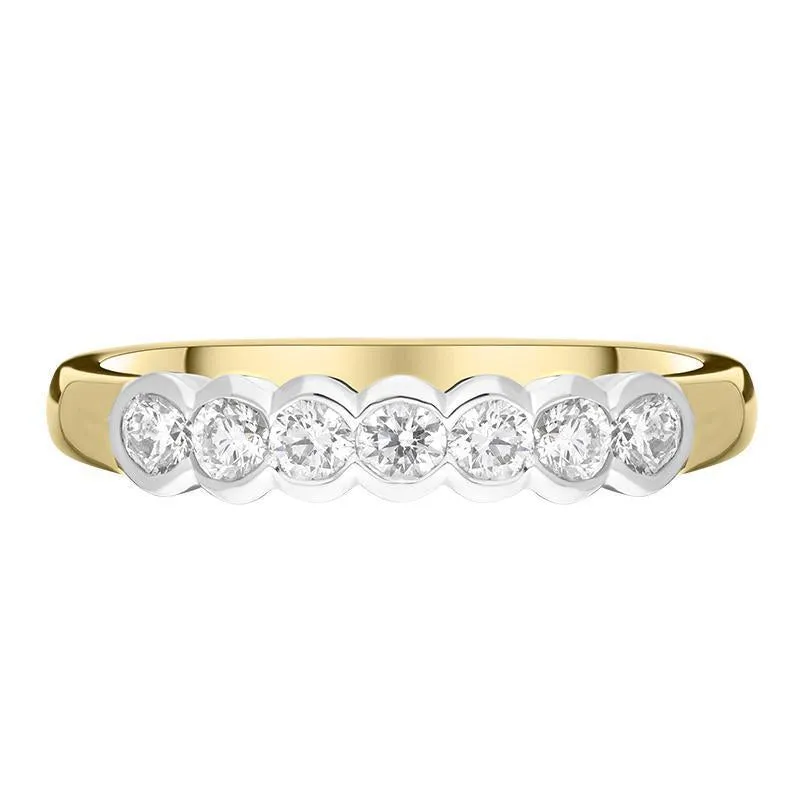 18ct Yellow Gold 0.44ct Diamond Bezel Set Wedding Half Eternity Ring