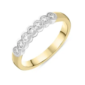 18ct Yellow Gold 0.44ct Diamond Bezel Set Wedding Half Eternity Ring