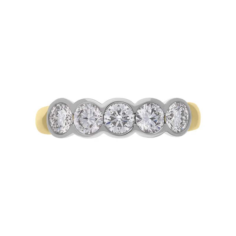 18ct Yellow Gold 1.04ct Diamond Bezel Set Wedding Half Eternity Ring