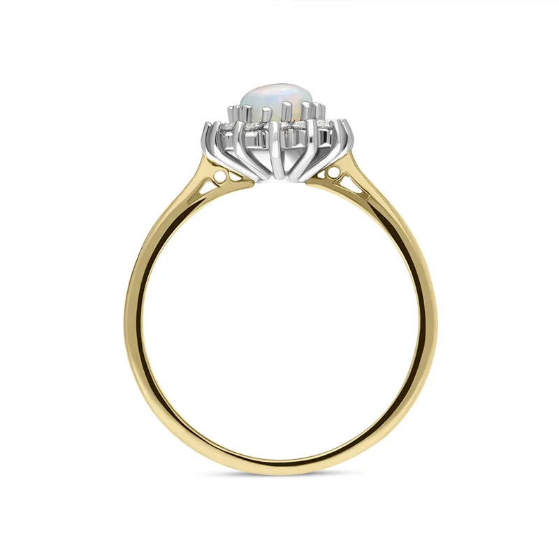 18ct Yellow Gold Opal Diamond Oval Cluster Ring