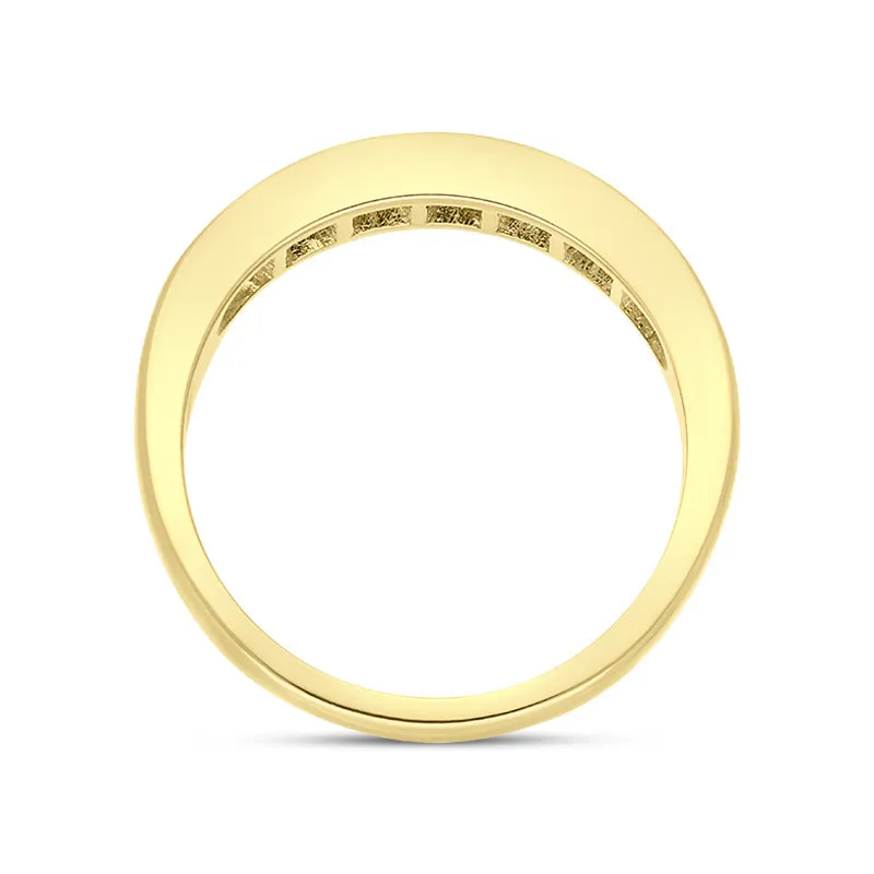 18ct Yellow Gold Sapphire Diamond Nine Stone Channel Set Half Eternity Ring