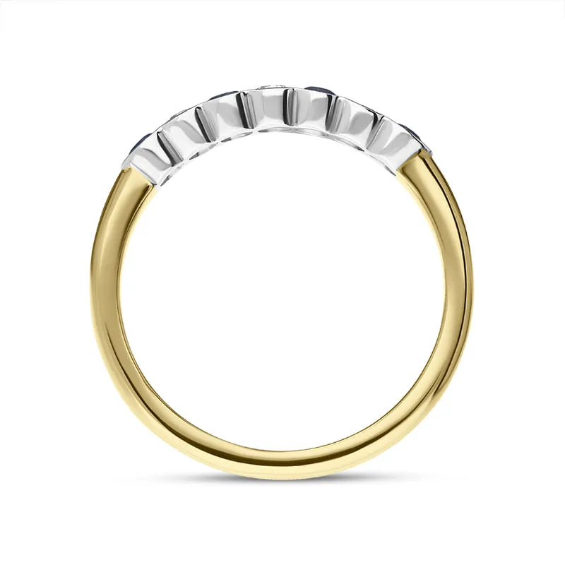 18ct Yellow Gold Sapphire Diamond Seven Stone Ring