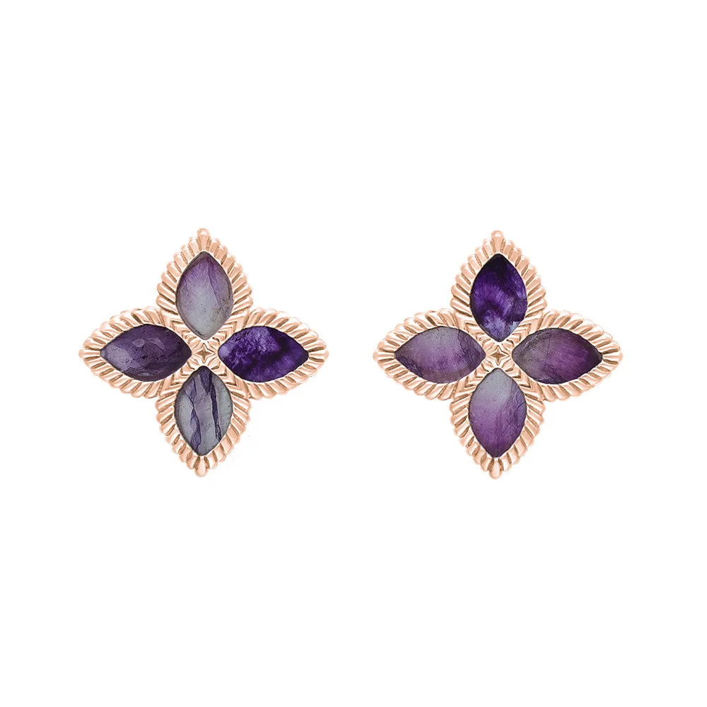 9ct Rose Gold Blue John eden Marquise Flower Stud Earrings