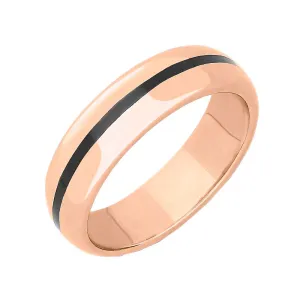 9ct Rose Gold Whitby Jet 1mm Stone Inlaid Wedding Band Ring