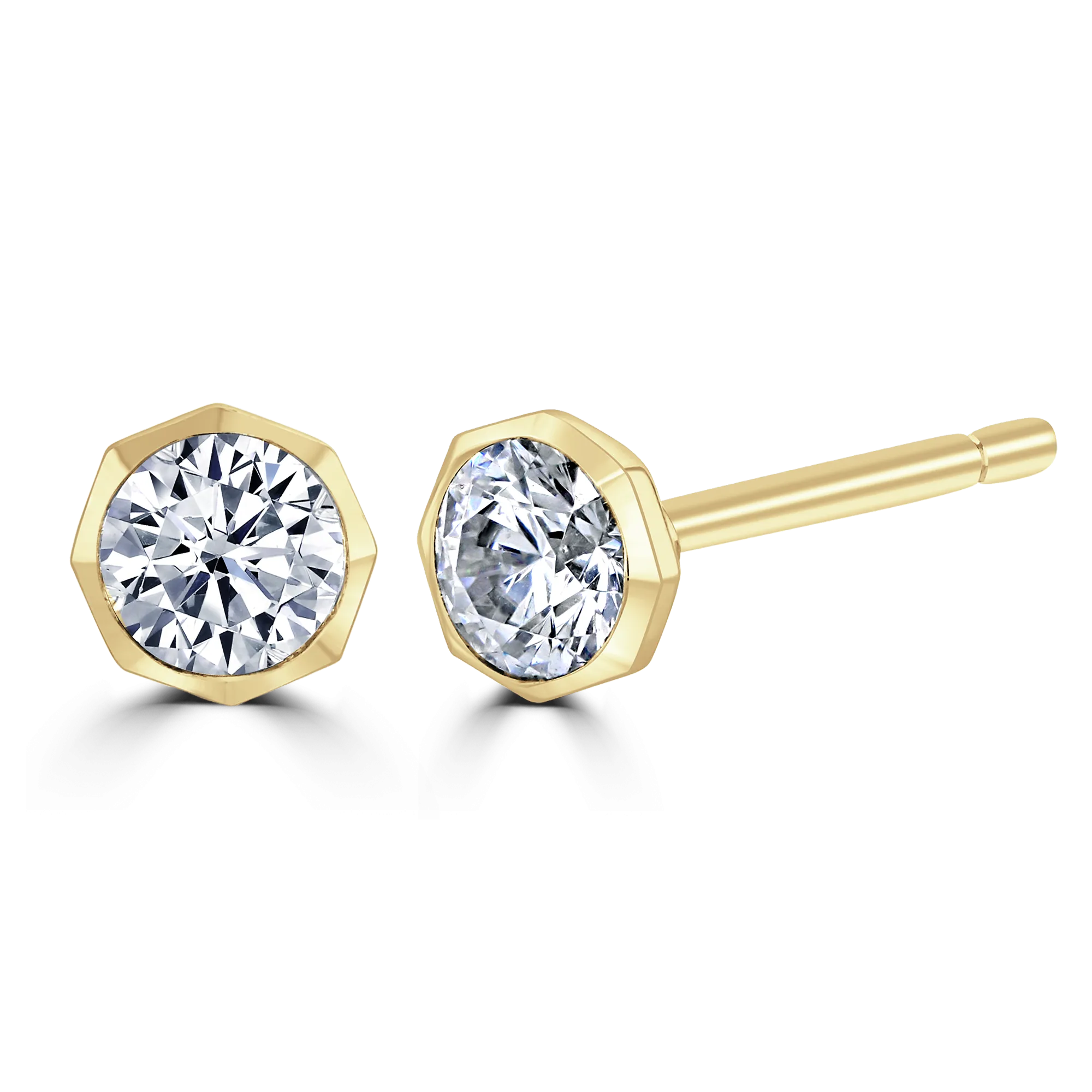 9ct Yellow Gold 0.40ct Diamond Solitaire Octagonal Stud Earrings